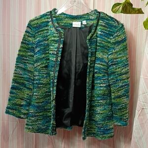 Kim Rogers Green and Blue Textured Jacket